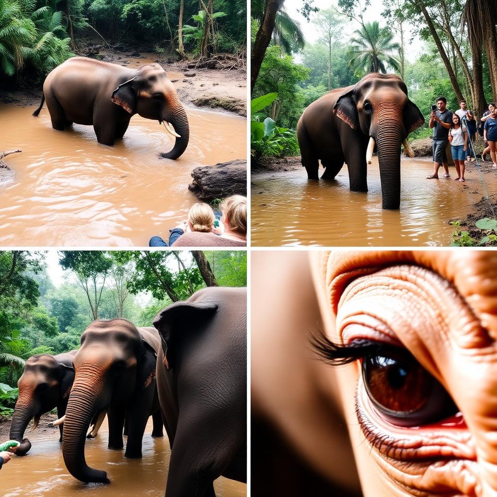 Rescued elephants at ethical Phuket sanctuary walking freely through jungle